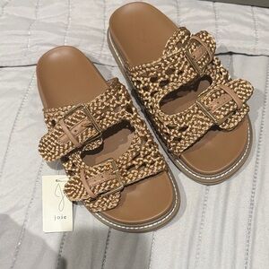 Joie Woven Tan Slide Sandals